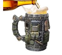 Taza de café con temática de soldado, vasos de acero inoxidable de gran capacidad, taza decorativa para hombres, mujeres, novio, papá, abuelo, perfecta para café, té, leche, jugos e