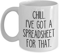 Taza de café con texto "Contador divertido, relájate, tengo una hoja de cálculo para esa taza de café". Tazas de café novedosas. Taza de cerámica con impresión de doble cara para té, leche y asa de 11