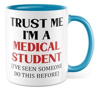 Taza de café con texto en alemán "Gift Trust Me I'm A Medical Student (I've Seen Someone Do This Before) - Taza de café de cerámica de 330 ml - Doctor, Estudiante, Sarcasmo, Broma, Idea de regalo -