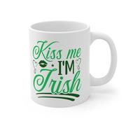 Taza de café con texto en inglés "Bring on the Luck with Our Kiss Me I'm Irish Coffee Mug 325 ml Funny Coffee Mug Novelty Ceramics Cup,B06