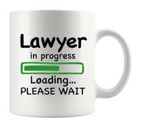 Taza de café con texto en inglés "Lawyer in Progress Law Student Graduation Future Lawyer Abogado" Taza de cerámica Novedad Drinkware 11 oz Blanco