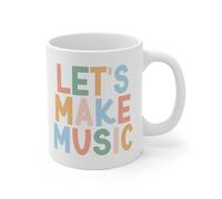 Taza de café con texto en inglés "Let's Make Music", taza de café divertida de 325 ml, taza de cerámica novedosa, I07