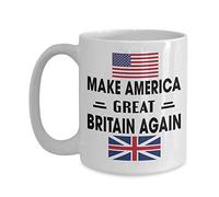 Taza de café con texto en inglés "Make America Great Britain Again", divertida para madre, padre Noel, agradecimiento, día de la madre, día del padre, Navidad, abuela, novia, novio, color blanco, 11