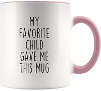 Taza de café con texto en inglés "Mamá de mi hija, mi hijo favorito me dio esta taza", taza de café novedosa, taza de té de cerámica con impresión de doble cara para mamá, papá, amigo, esposa, esposo,