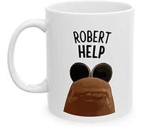Taza de café con texto en inglés "Marcus The Worm Robert Help", divertida taza de café con humor surrealista de Internet, regalo para los amantes de los memes
