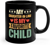 Taza de café con texto en inglés "Mi nuera es mi hijo favorito", regalo para suegro, taza de café novedosa, taza de té de cerámica con impresión de doble cara para mamá, papá, amigo, esposa, esposo, r