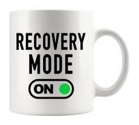 Taza de café con texto en inglés "Recovery Mode On Get Well", regalo para pacientes, taza de cerámica inspiradora motivacional, 325 ml, novedad, color blanco (11 onzas)