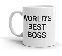 Taza de café con texto en inglés "World's Best Boss", taza de café de 325 ml, taza divertida y única, regalo para oficina, hombres, mujeres, jefes, compañeros de trabajo (11 onzas)