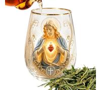 Taza De Café Cristiana | Vasos De Vidrio Transparente De 400 Ml Con Diseño Inspirado En La Fe De Jesús | Taza De Bebida Ergonómica Antideslizante Coleccionable | Inicio Bar Mesa De Comedor Reun