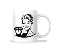 Taza De Café Dame Et Chien Rétro Colorido Taza Te Divertido Mug Para Amiga Espresso Oficina