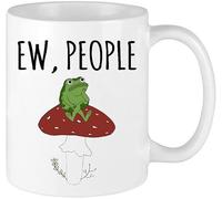 Taza de café de 325 ml, taza de café con diseño de seta y rana divertida, para amantes de los hongos