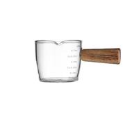 Taza de café de 75ml con taza dosificadora de vidrio graduado, tazas de café expreso con mango de madera for café de leche Barista, 3 uds.