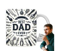 Taza de café de 9,5 cm para papá, regalo para papá, taza de café de cerámica "Best Dad Ever", 350 ml, tamaño, ergonómica y colorida para salón, oficina, desayuno, día del padre
