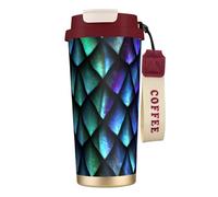 Taza de café de acero con estampado de escamas de dragón mágico en 3D, termo de café al aire libre, taza de camping con tapa a prueba de fugas, tazas portátiles para mantener el calor o el hielo
