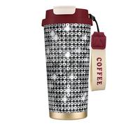 Taza de café de acero con estampado de lentejuelas plateadas, termo de café al aire libre, taza de camping con tapa a prueba de fugas, tazas portátiles para mantener el calor o el hielo