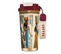 Taza de café de acero con estampado de mujeres en el antiguo Egipto, termo de café al aire libre, taza de camping con tapa a prueba de fugas, tazas portátiles para mantener el calor y el hielo
