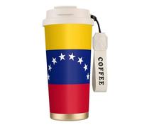 Taza de café de acero con impresión de la bandera de Venezuela, termo de café al aire libre, taza de camping con tapa a prueba de fugas, tazas portátiles para mantener el calor/hielo