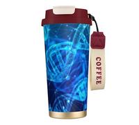 Taza de café de acero con impresión fotográfica de cadena de ADN, termo de café al aire libre, taza de camping con tapa a prueba de fugas, tazas portátiles para mantener el calor/hielo