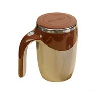 Taza de café de acero inoxidable con agitación automática, 450 ml, recargable por USB, portátil, para trabajos de viaje (marrón)