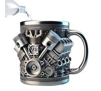Taza de café de acero inoxidable con diseño de motor, taza de agua para té de la mañana por la tarde, para taller, garaje, hogar, viajes, estudio, cafetería, trabajo, estudio