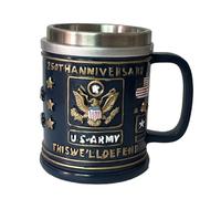 Taza de café de acero inoxidable con temática de rama militar, diseño decorativo en relieve 3D para veteranos, taza conmemorativa para hombres, taza de café conmemorativa para honrar a los héroes