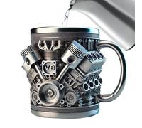 Taza de café de acero inoxidable, diseño de motor, taza aislada de doble pared, vaso de viaje único para mañana, descanso de la tarde, taller, estudio, garaje, cocina en casa, regalo de lugar de