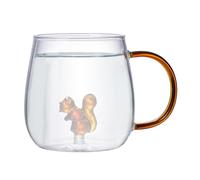 Taza de café de animales transparente - Taza de té con leche hecha a mano con figura de 7*9 cm | Animal divertido de dibujos animados, 380ml transparente 3D, vasos de vidrio de borosilicato para acamp