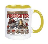 Taza de café de bombero, taza de cerámica para papá, marido, abuelo, papá, bombero (amarillo)