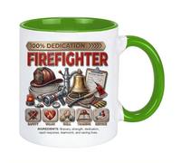 Taza de café de bombero, taza de cerámica para papá, marido, abuelo, papá, bombero (verde)