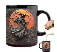 Taza de café de brujas, 325 ml de la copa de Halloween de cerámica para la rutina de la mañana, la taza de desayuno con mango cómodo, accesorios de bebidas para la fiesta de cumpleaños de fin de seman