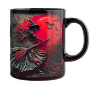 Taza de café de brujas - Copa de Halloween de cerámica de 325 ml para disfrute de la mañana, diseño vibrante con mango resistente al calor, taza de microondas para regalos de cumpleaños, uso en el hog