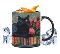 Taza de café de cerámica, 350 ml, diseño de gato, taza de cerámica con estante de biblioteca, para chocolate, leche, agua, , hogar, dormitorio, hotel, autores, libros