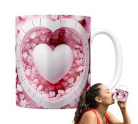 Taza de café de cerámica, 350 ml, taza de San Valentín, taza en forma de corazón, taza de cerámica, taza de café y té, taza de té de San Valentín, día de San Valentín