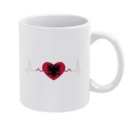 Taza De Café De Cerámica Albanie Drapeau Battement De Cœur Con Asa Taza De Café Resistente Mug Para Espresso Té Oficina