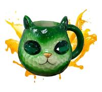 Taza de café de cerámica animal - Linda taza de gato con tapa | Juego de platillo de taza de café animal | gato mineral tazas de café taza de té | resina hecha a mano decoración del hogar