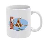 Taza de café de cerámica blanca de 325 ml con diseño artístico de raza de perro, recuerdo dibujado a mano para los amantes de Doxie y dueños de mascotas