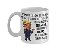 Taza de café de cerámica blanca de Donald Trump para papá o mamá, con texto en inglés "My Favorite Child Gave Me This", para el Día de la Madre o el Día del Padre, divertida taza de café de cerámica