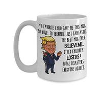 Taza de café de cerámica blanca de Donald Trump para papá o mamá, con texto en inglés "My Favorite Child Gave Me This", para el Día de la Madre o el Día del Padre, divertida taza de café de cerámica
