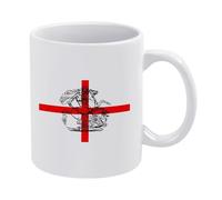 Taza de café de cerámica blanca de San Jorge y el dragón, taza de té de 325 ml, diseño patriótico de la bandera de Inglaterra para los fanáticos de la historia británica, uso diario en la oficina y el