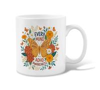 Taza de café de cerámica bohemia con cita de mariposa de concienciación | Advocation de la salud mental, taza para beber, ilustración de mariposas florales, estilo botánico bohemio, cita consciente