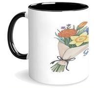 Taza De Café De Cerámica Bouquet De Grand-Mère À Motif Floral Resistente Taza Café Con Asa Taza De Porcelana Para Familiare Espresso Amiga