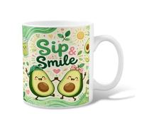Taza de café de cerámica con aguacate, diseño de corazón juguetón y fantasía, sol, verano, verde, novedosa taza de té con asa, ideal para amigos, familiares, amantes, ancianos, compañeros de trabajo