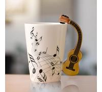 Taza de café de cerámica con asa de guitarra, nota musical impresa, taza de té, regalo taza de cerámica, taza de café para amantes de la música, regalo de música, 250 ml