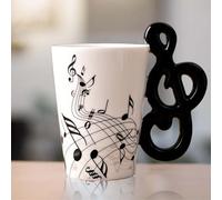 Taza de café de cerámica con asa de nota: 250 ml nota musical impresa taza de té regalo taza de cerámica taza de café para amantes de la música regalo de música