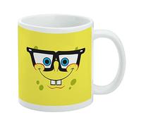 Taza de café de cerámica con cara de nerd de Bob Esponja, tazas de regalo novedosas para café, té y bebidas calientes, 11 onzas, color blanco