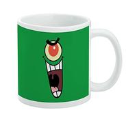 Taza de café de cerámica con cara de Plankon de Bob Esponja, tazas de regalo novedosas para café, té y bebidas calientes, 11 onzas, color blanco