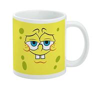Taza de café de cerámica con cara segura de Bob Esponja, tazas de regalo novedosas para café, té y bebidas calientes, 11 onzas, color blanco