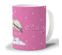 Taza de café de cerámica con cigüeña blanca de acuarela, taza de té grande para café con leche, sopa de té como regalo para amigos, 12 onzas, apta para lavavajillas y microondas, tazas para oficina