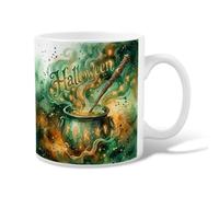 Taza de café de cerámica con cita de caldero mágico de Halloween, 325 ml