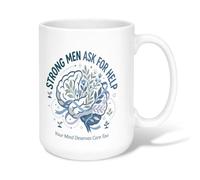 Taza de café de cerámica con cita inspiradora de conciencia sobre la salud | Conciencia de salud mental, taza de té, detalles botánicos florales, cita motivacional alentadora, recordatorio de bienestar